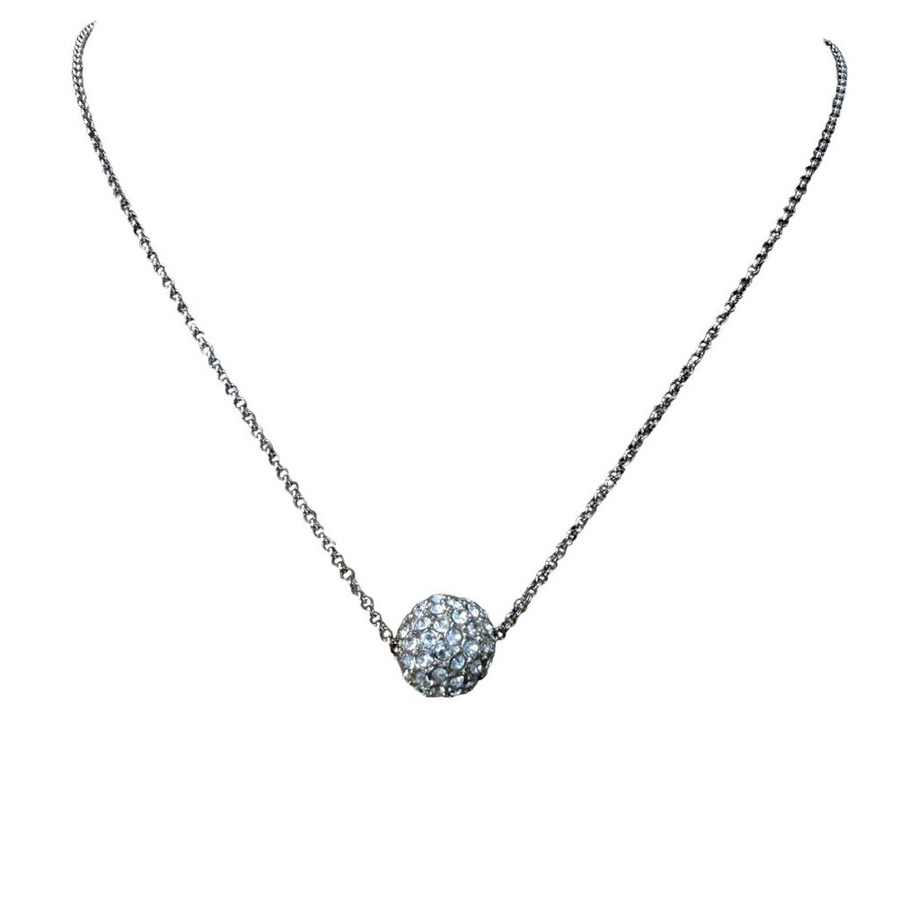 Monet Necklace Short Crystal Ball Pendant, Dainty, Classic, Neutral, Bling, Glam